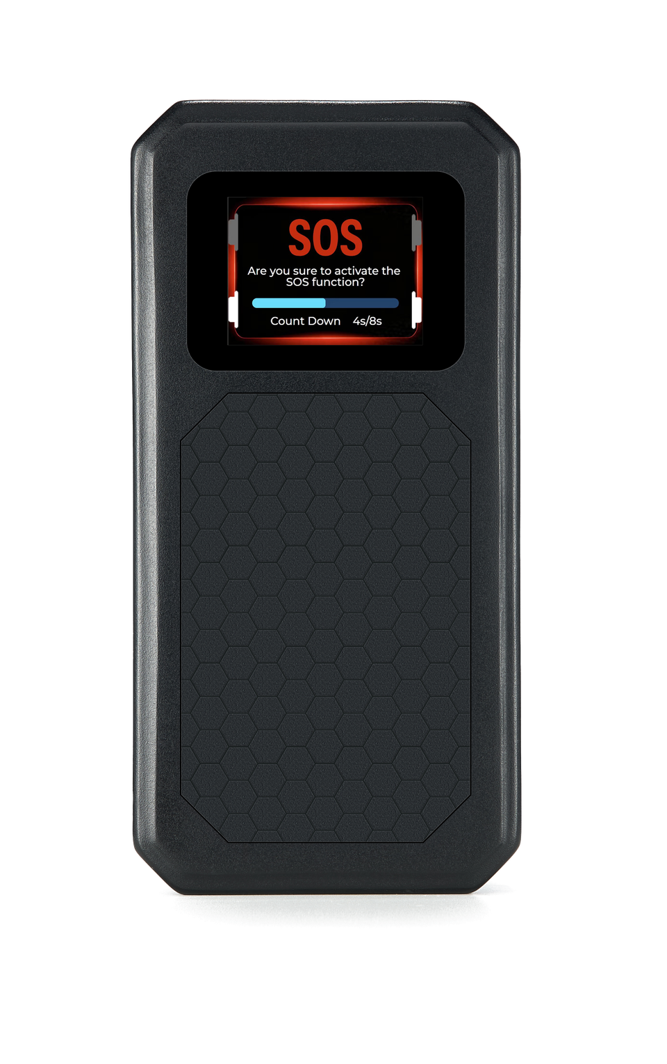 The device screen asking for confirmation before sending SOS.